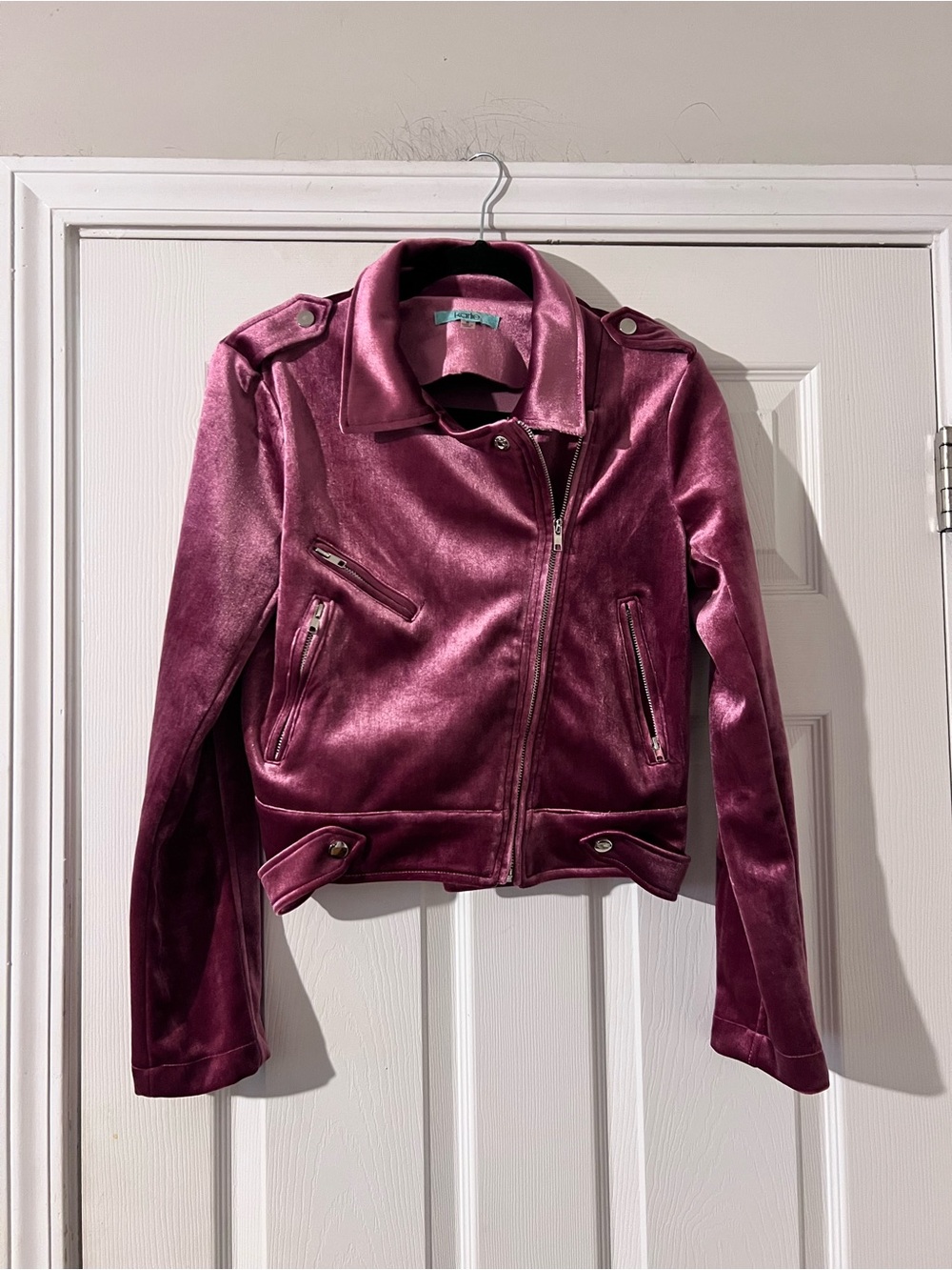 Karlie velvet vibrant magenta moto jacket size S